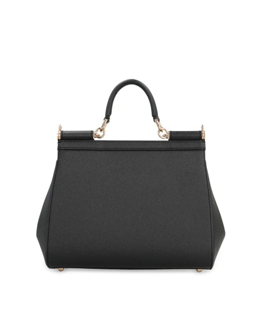 DOLCE&GABBANA Черная кожаная сумка тоут, фото 3