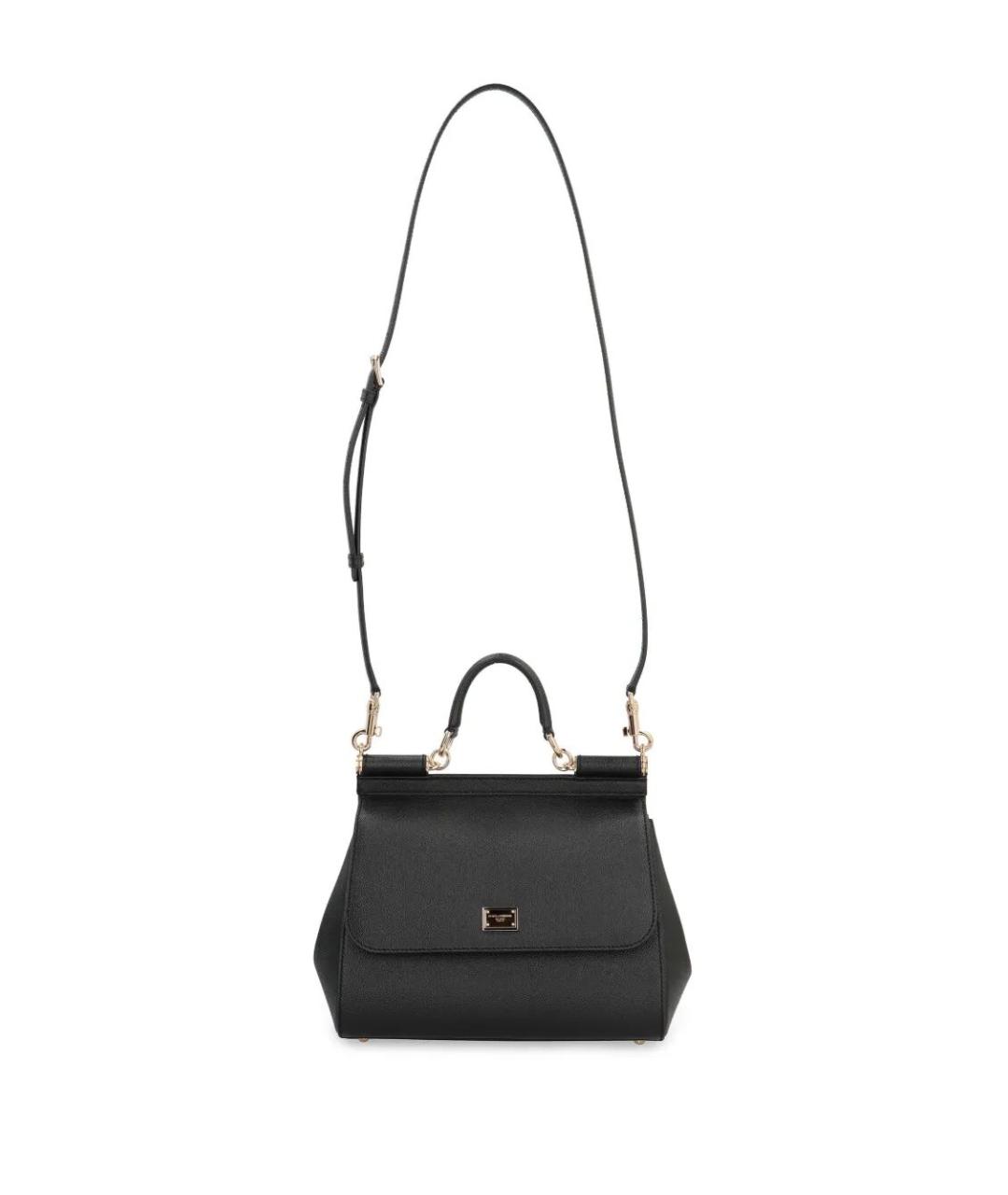 DOLCE&GABBANA Черная кожаная сумка тоут, фото 4