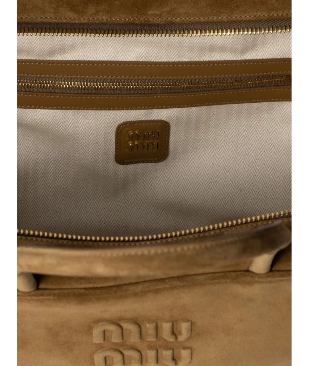 MIU MIU Хаки замшевая сумка тоут, фото 5