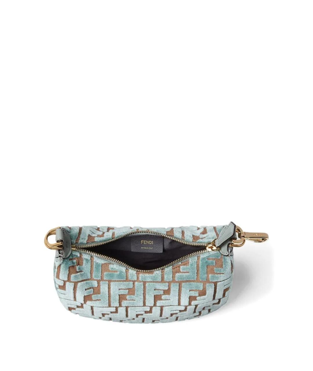 FENDI Бирюзовая жаккардовая сумка через плечо, фото 3