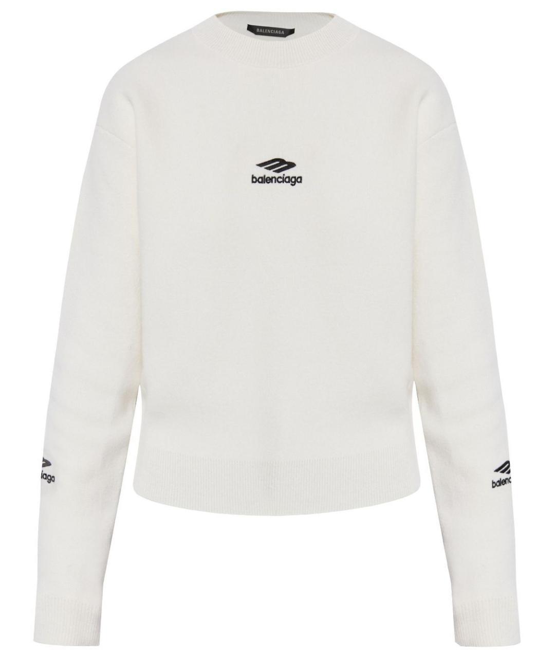 BALENCIAGA Белый шерстяной джемпер / свитер, фото 3