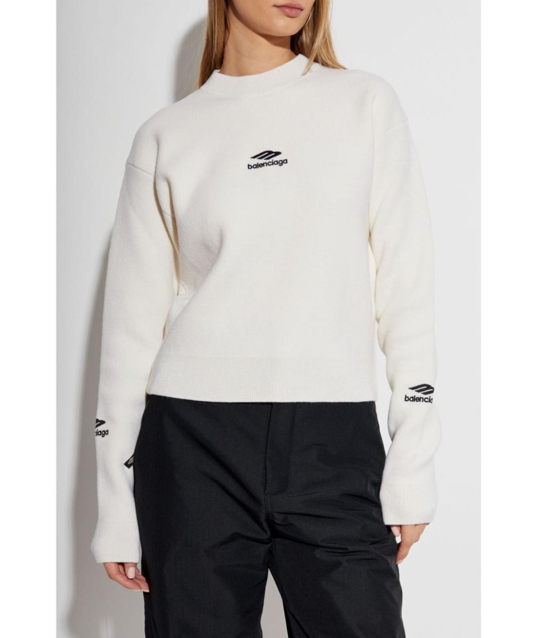 BALENCIAGA Белый шерстяной джемпер / свитер, фото 4