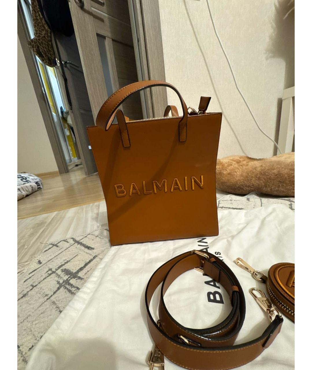 BALMAIN Коричневая кожаная сумка через плечо, фото 5