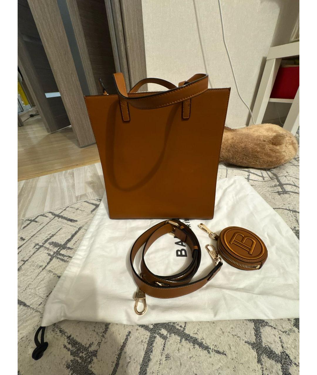 BALMAIN Коричневая кожаная сумка через плечо, фото 3