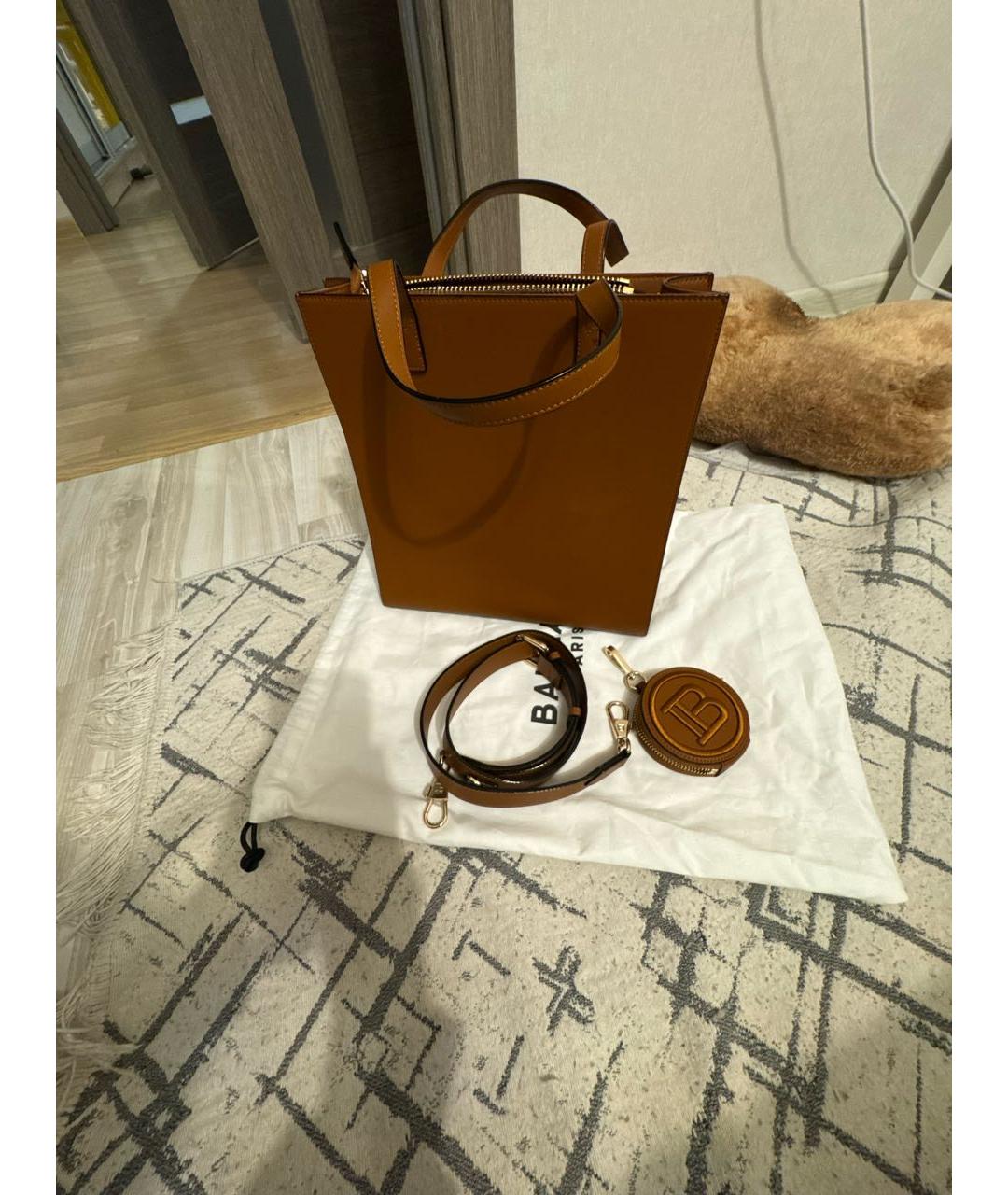 BALMAIN Коричневая кожаная сумка через плечо, фото 4