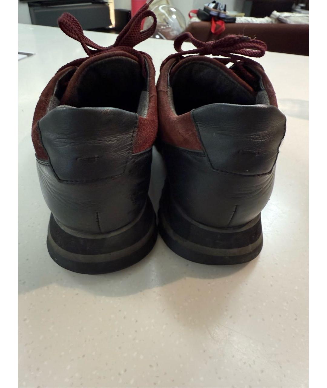 SANTONI Бордовые бархатные кроссовки, фото 4
