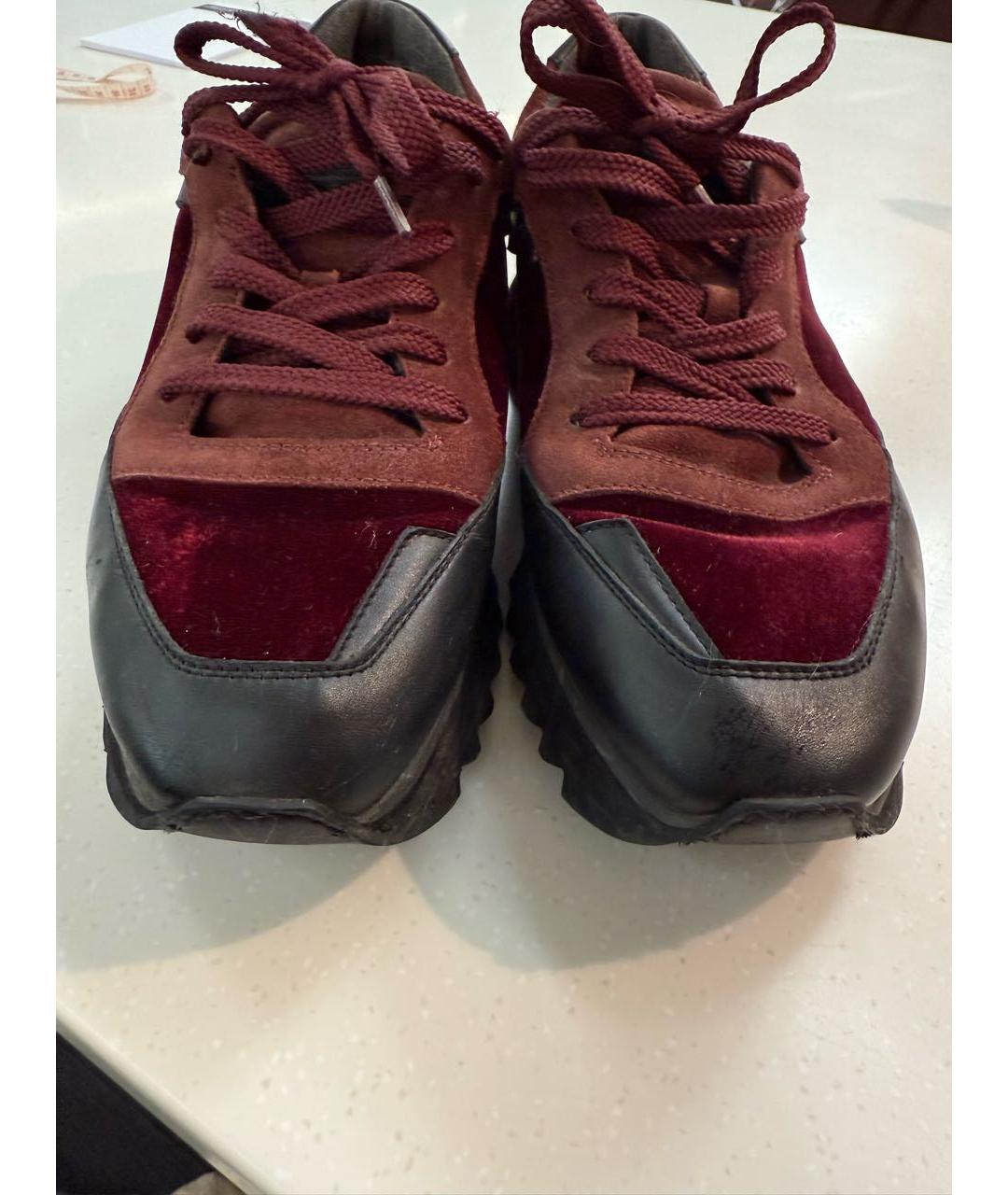 SANTONI Бордовые бархатные кроссовки, фото 3