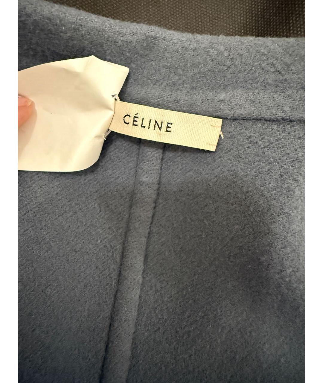 CELINE Голубое шерстяное пальто, фото 3