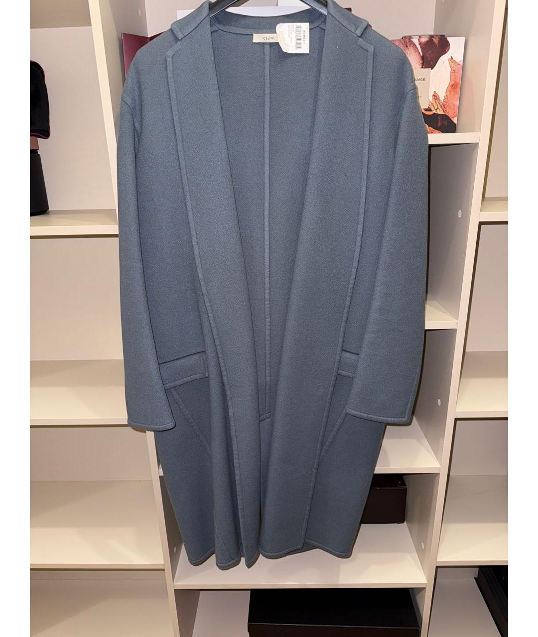 CELINE Голубое шерстяное пальто, фото 5