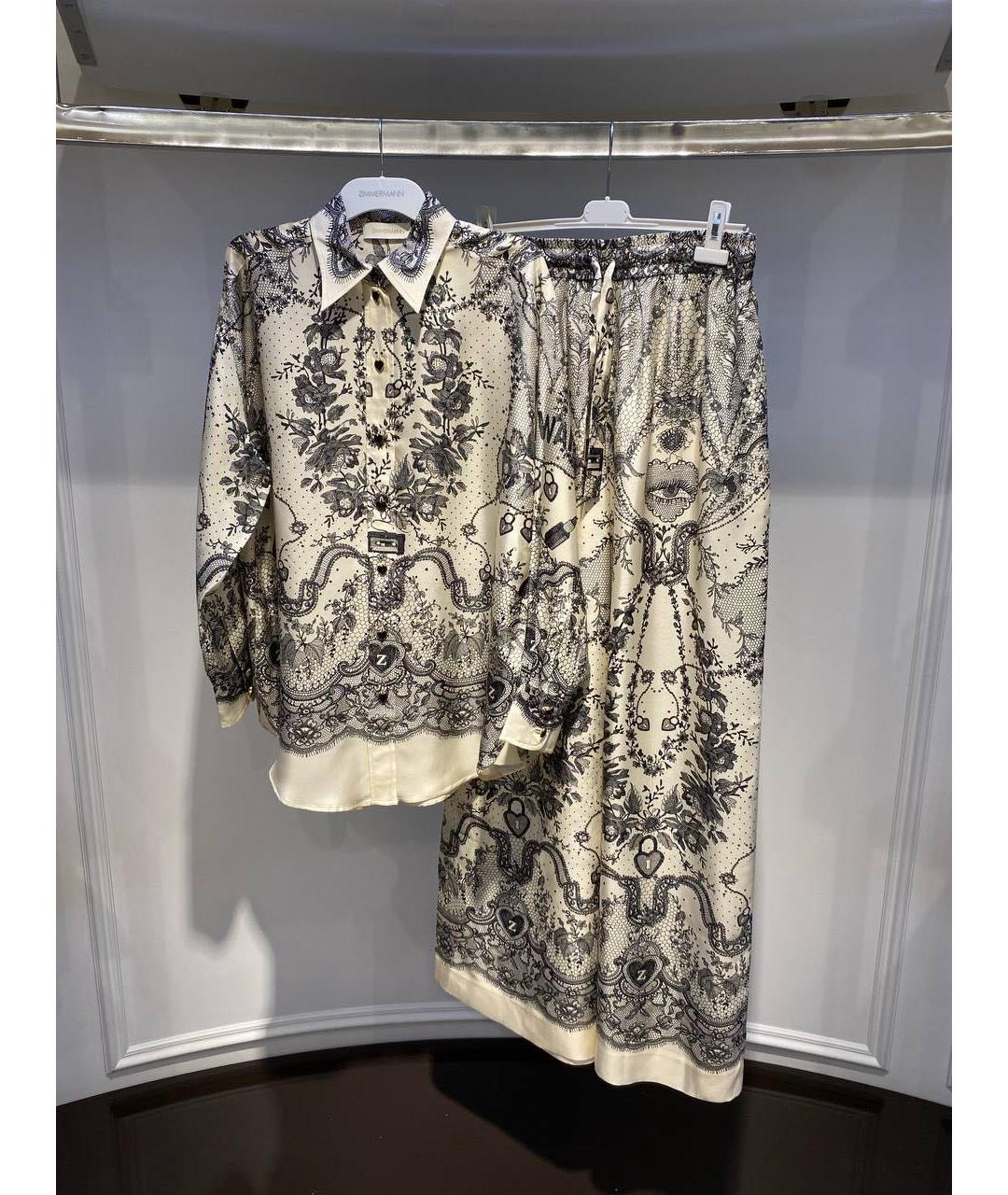 ZIMMERMANN Бежевый шелковый костюм с брюками, фото 3