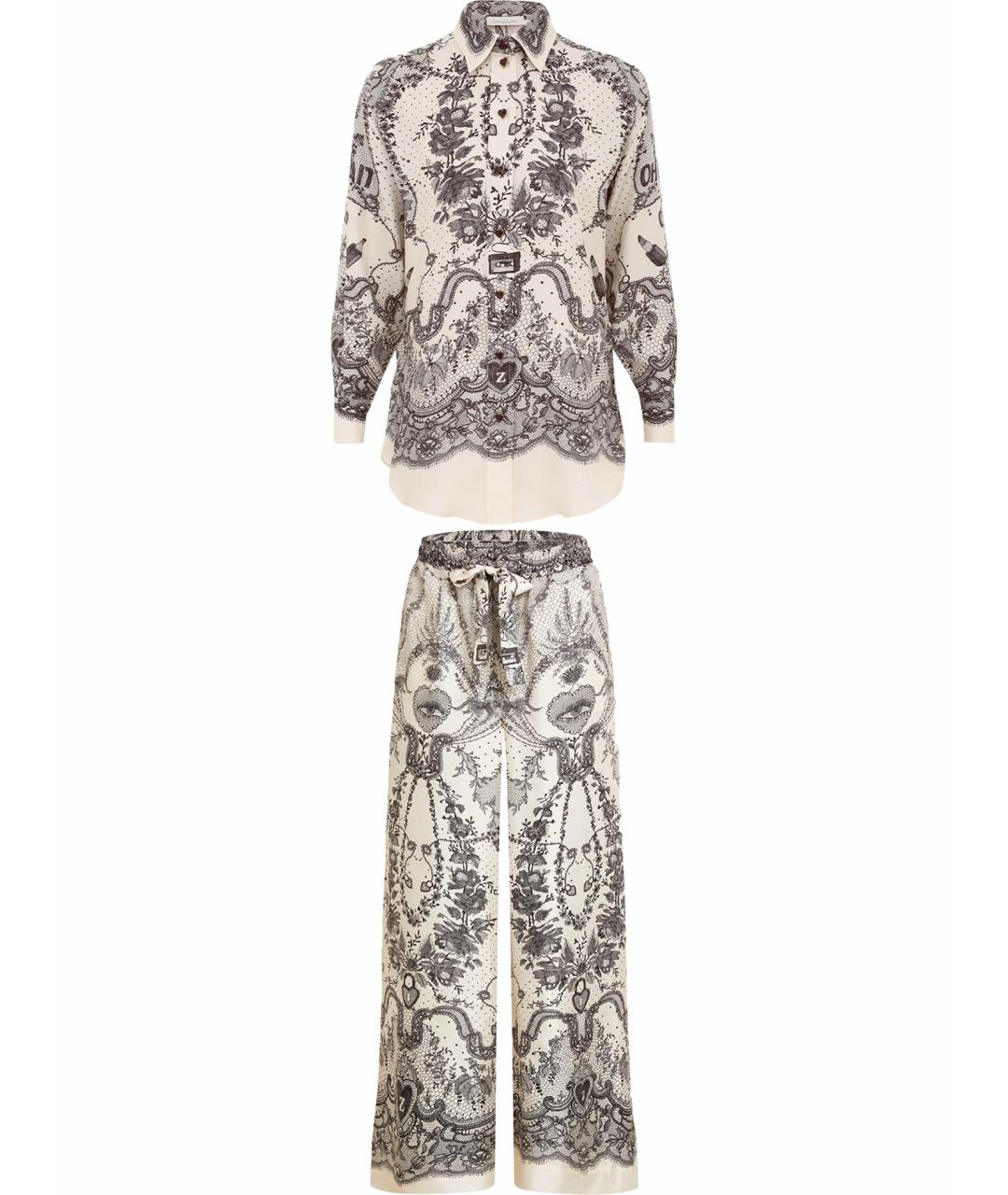 ZIMMERMANN Бежевый шелковый костюм с брюками, фото 1