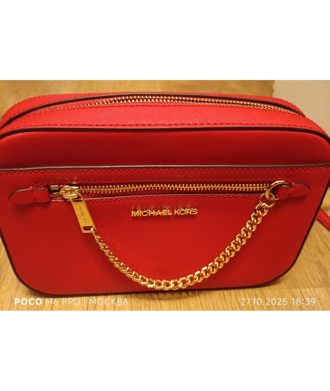 MICHAEL KORS Красная кожаная сумка через плечо, фото 6