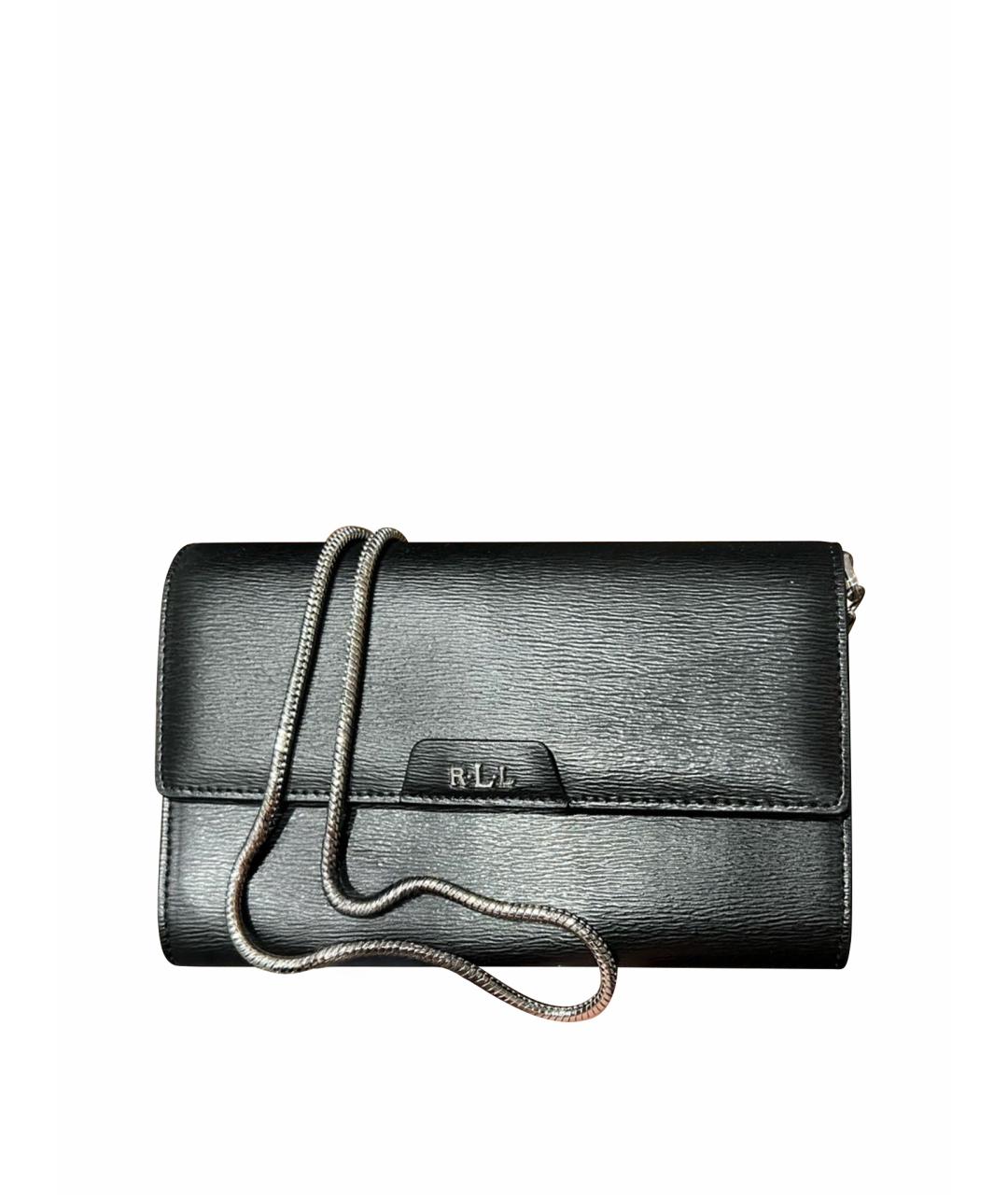 RALPH LAUREN Черная кожаная сумка через плечо, фото 1