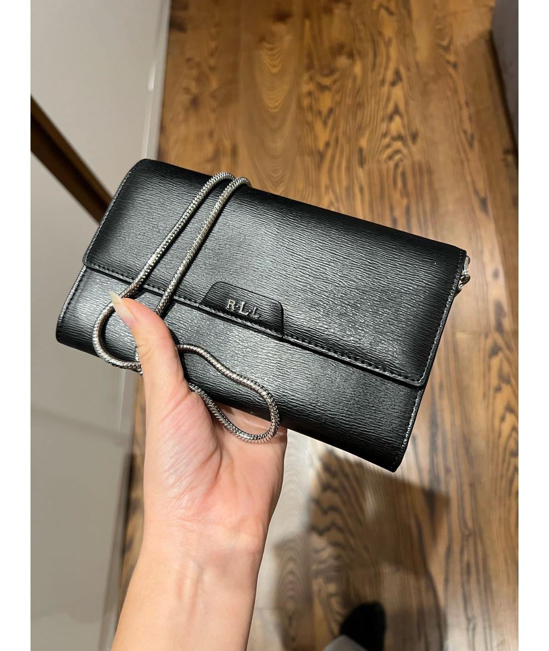 RALPH LAUREN Черная кожаная сумка через плечо, фото 9