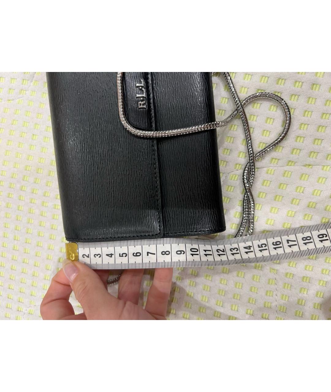 RALPH LAUREN Черная кожаная сумка через плечо, фото 7