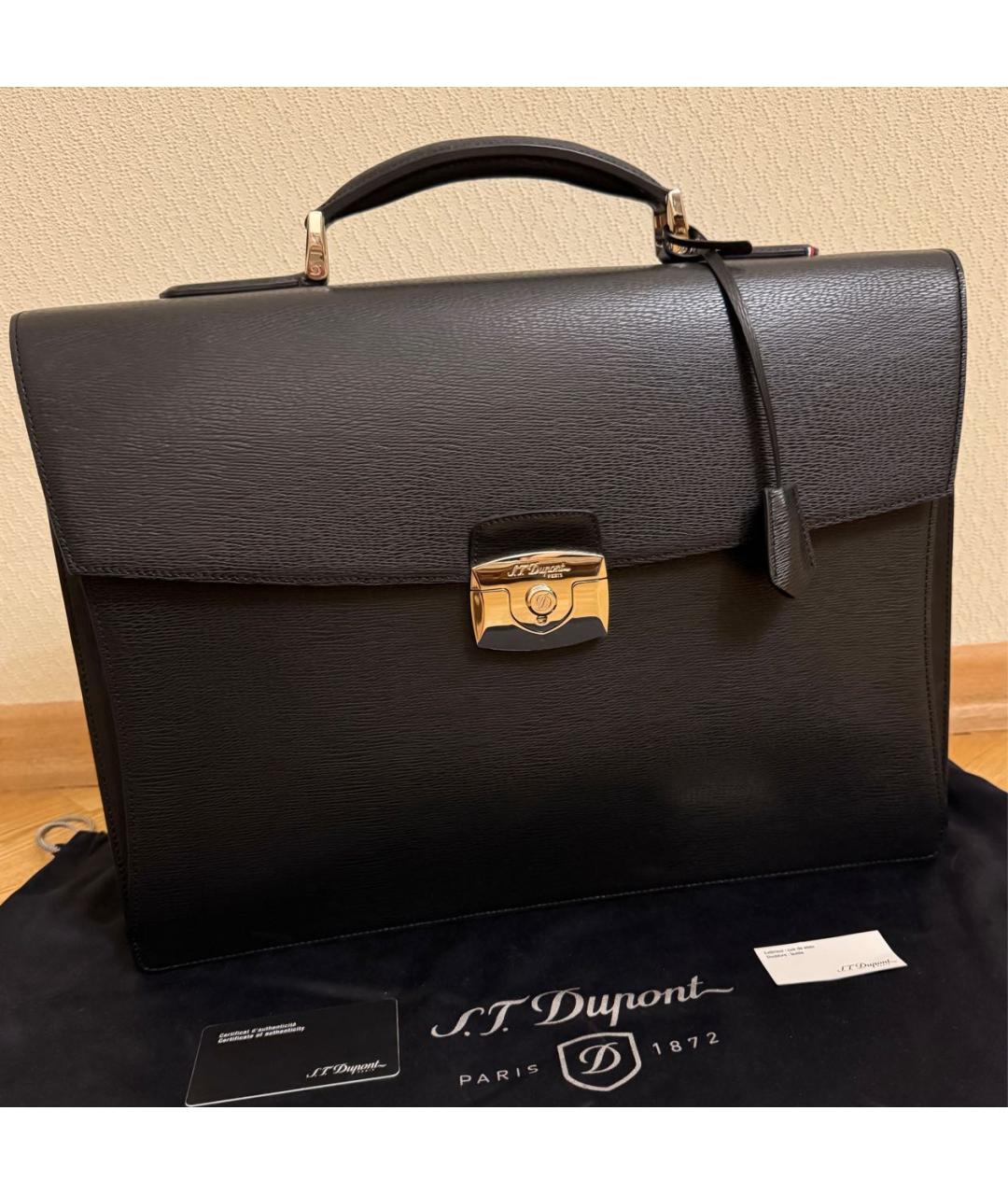 DUPONT Черный кожаный портфель, фото 9