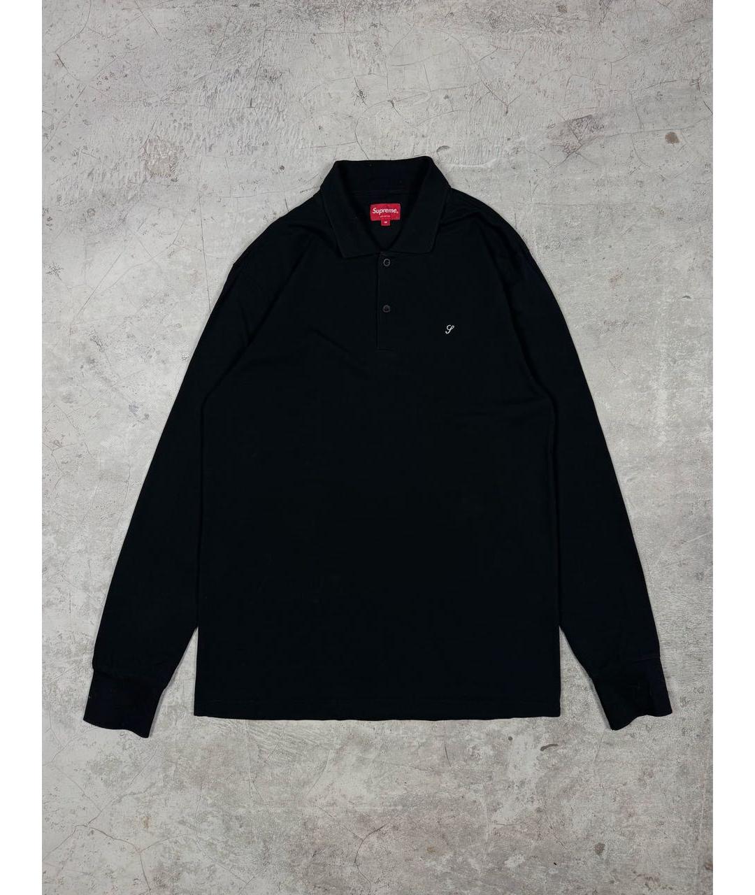 SUPREME Черное хлопковое поло с длинным рукавом, фото 7