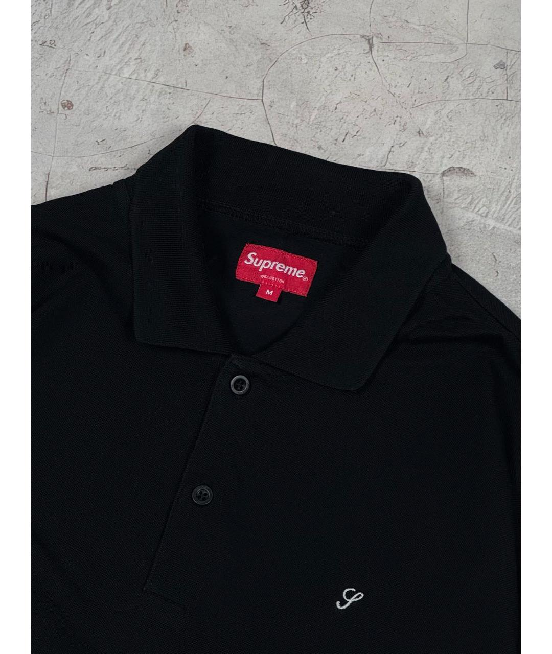 SUPREME Черное хлопковое поло с длинным рукавом, фото 3