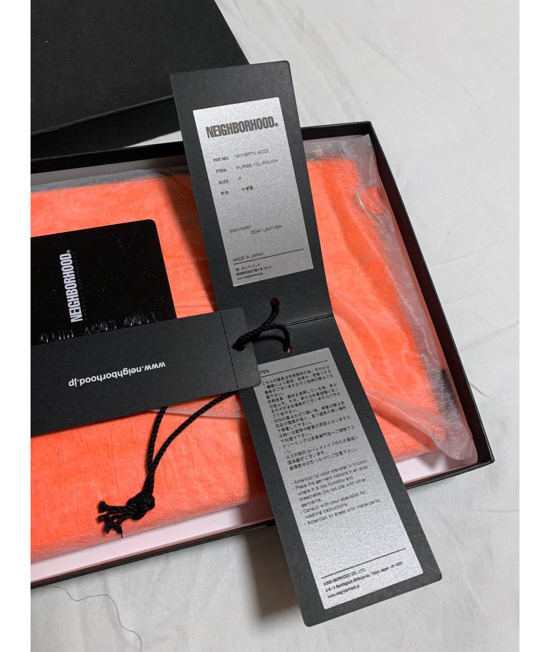 NEIGHBORHOOD Оранжевый кожаный кошелек, фото 3