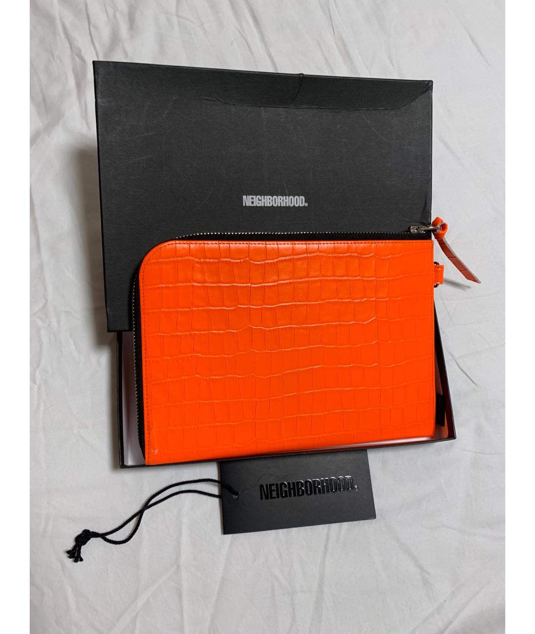 NEIGHBORHOOD Оранжевый кожаный кошелек, фото 5