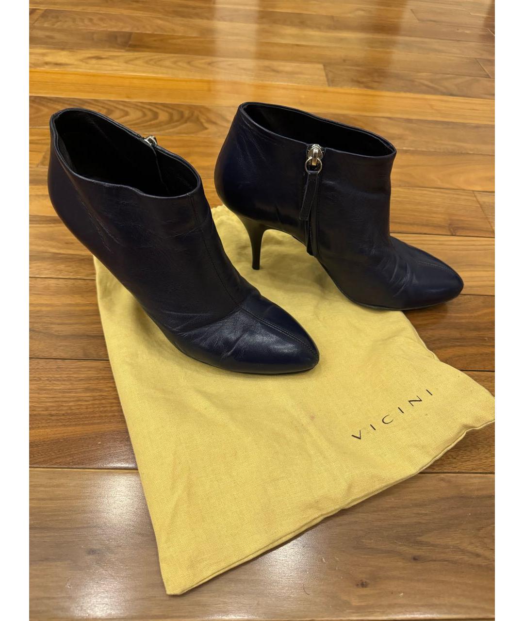 VICINI Темно-синие кожаные ботильоны, фото 5