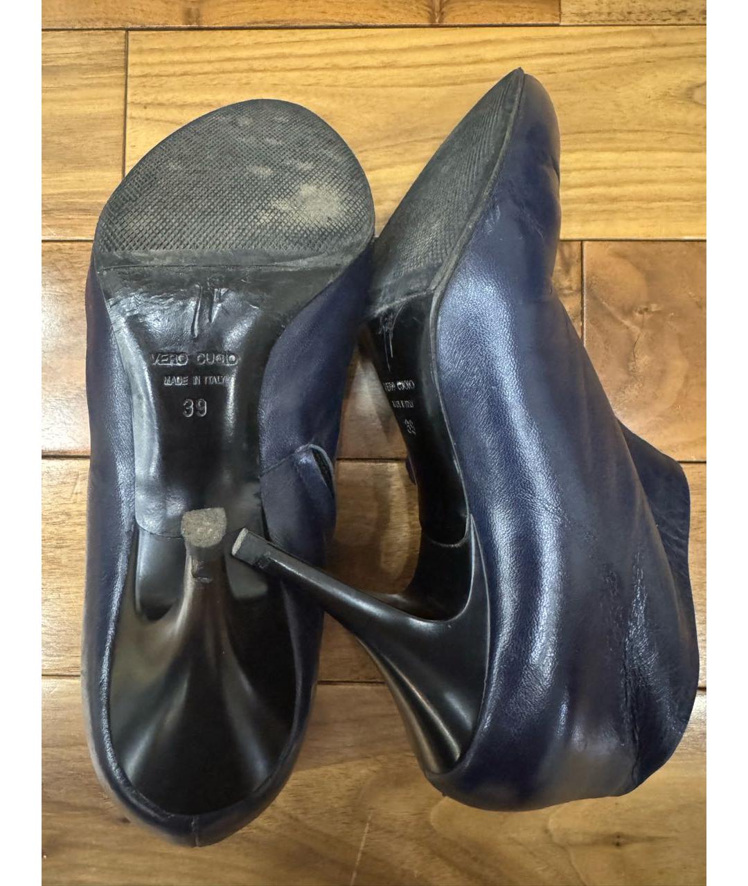 VICINI Темно-синие кожаные ботильоны, фото 6