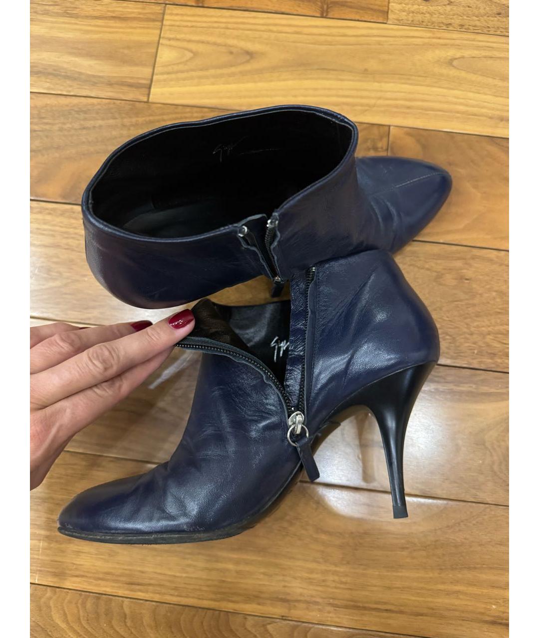 VICINI Темно-синие кожаные ботильоны, фото 3