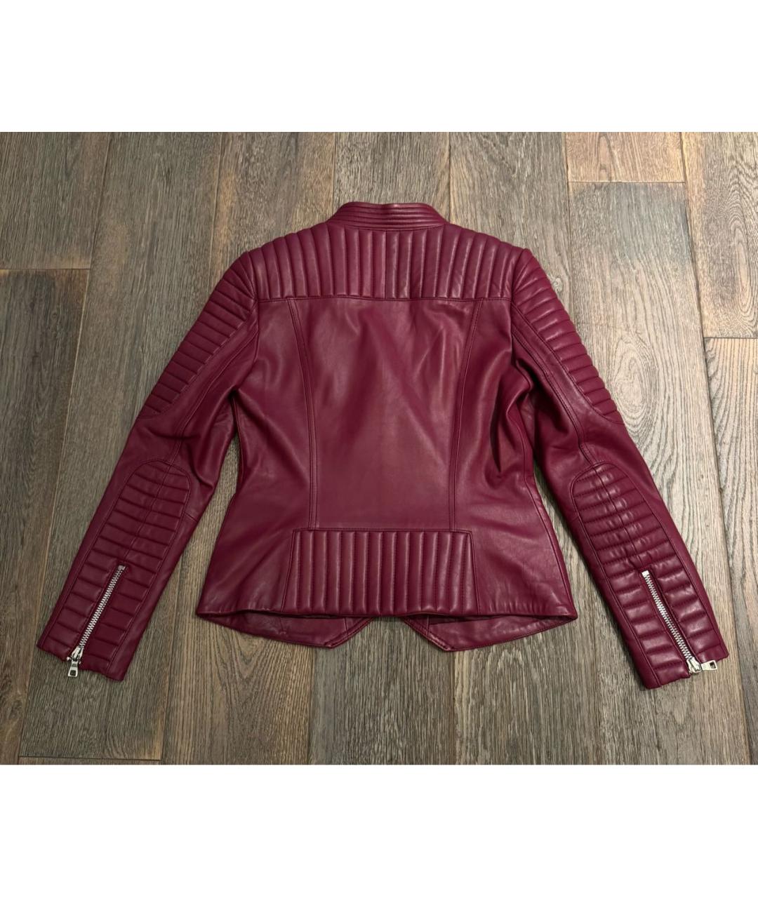 BALMAIN Бордовая кожаная дубленка, фото 2