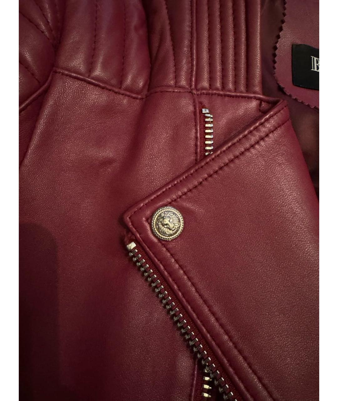 BALMAIN Бордовая кожаная дубленка, фото 5