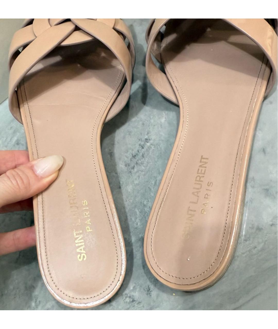 SAINT LAURENT Кожаные шлепанцы, фото 5