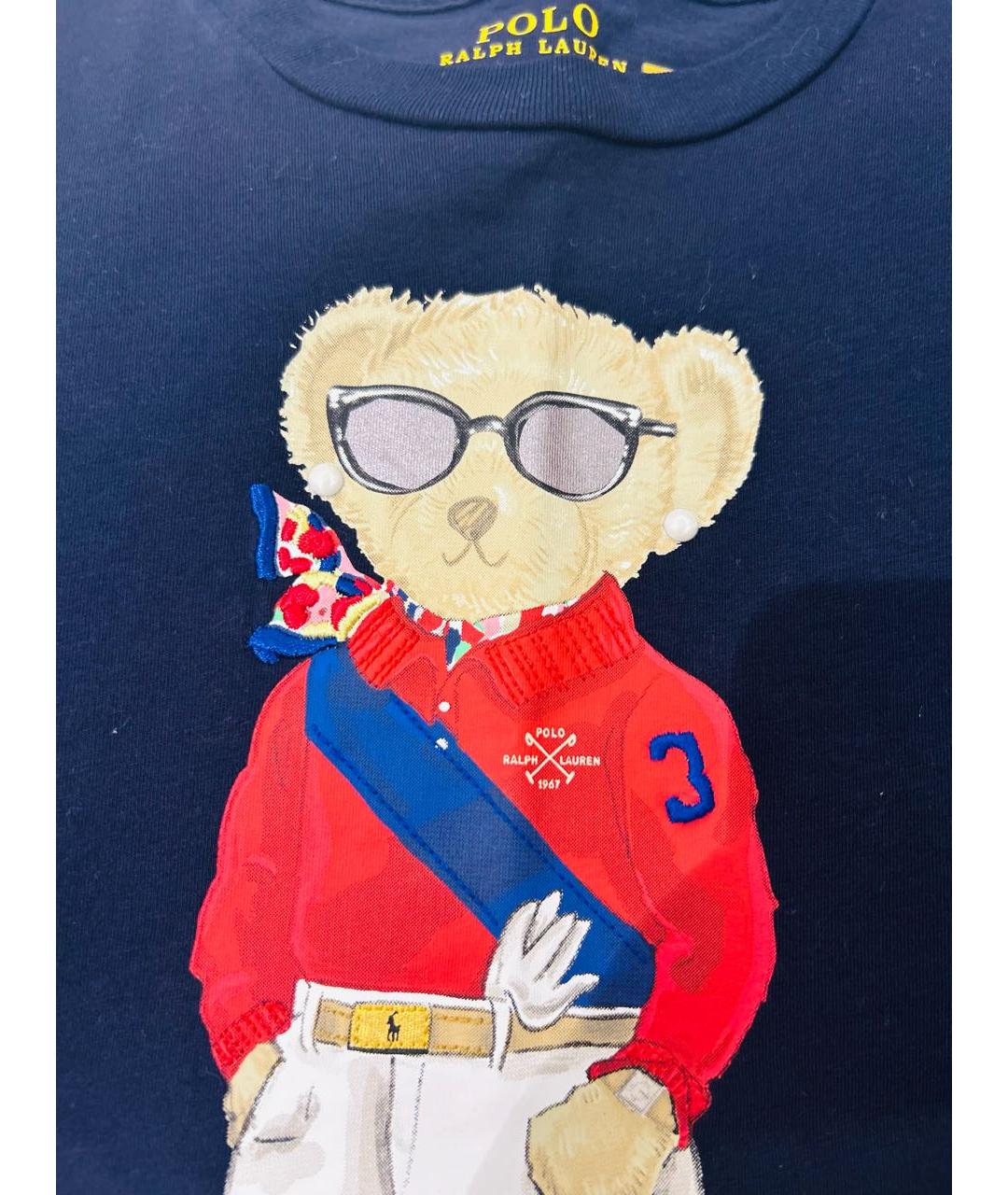 POLO RALPH LAUREN Темно-синяя хлопковая футболка, фото 4