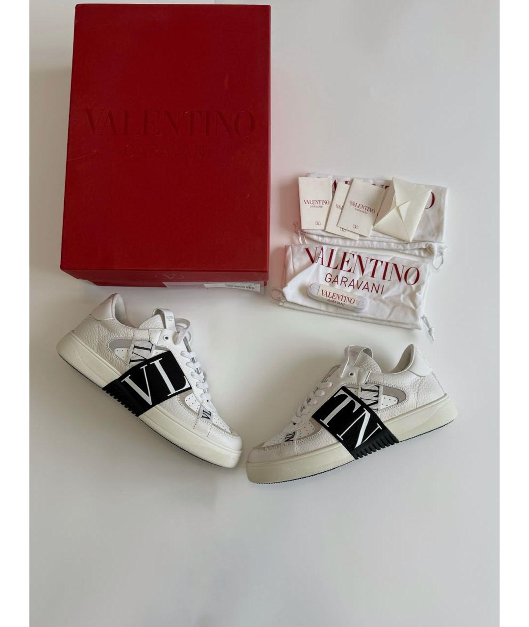 VALENTINO Белые кожаные низкие кроссовки / кеды, фото 6