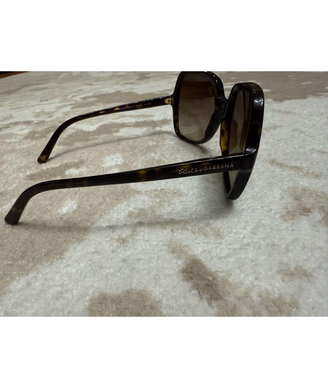 DOLCE&GABBANA Коричневые пластиковые солнцезащитные очки, фото 4