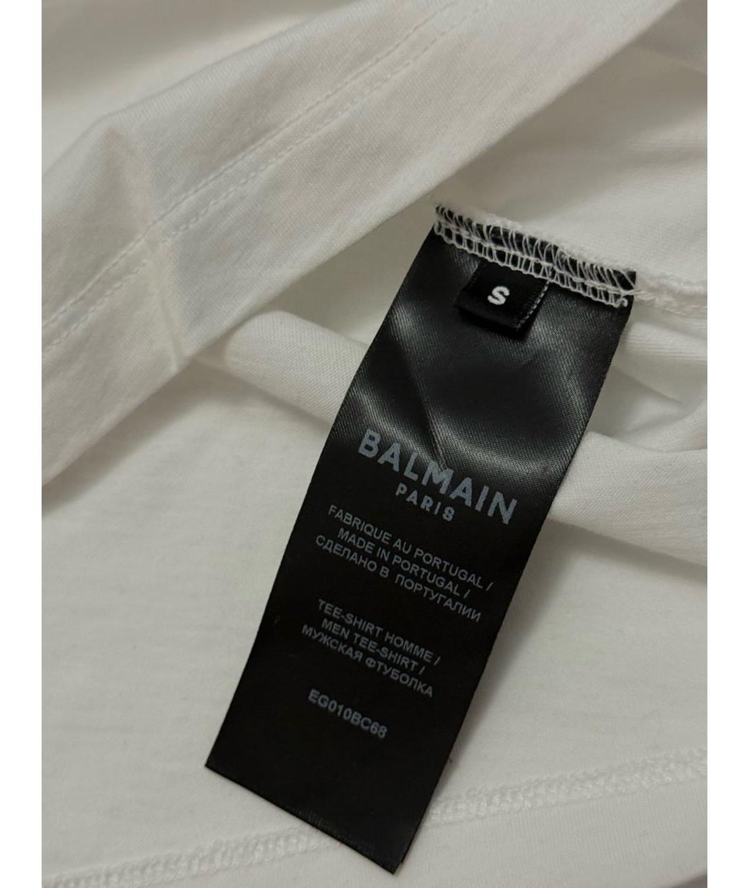 BALMAIN Белая хлопковая футболка, фото 4