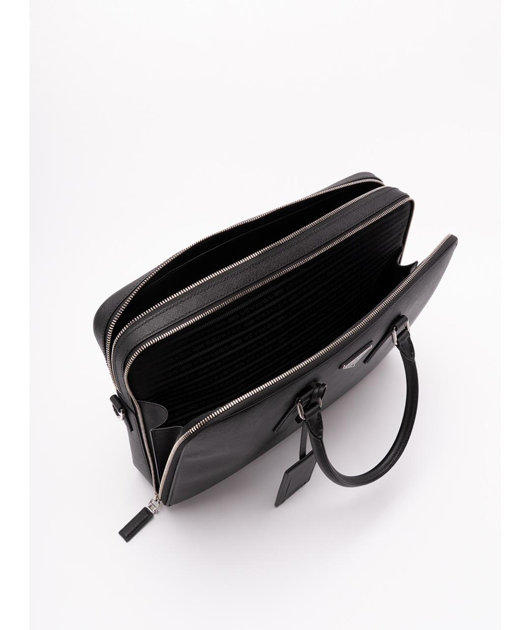 PRADA Черный кожаный портфель, фото 6