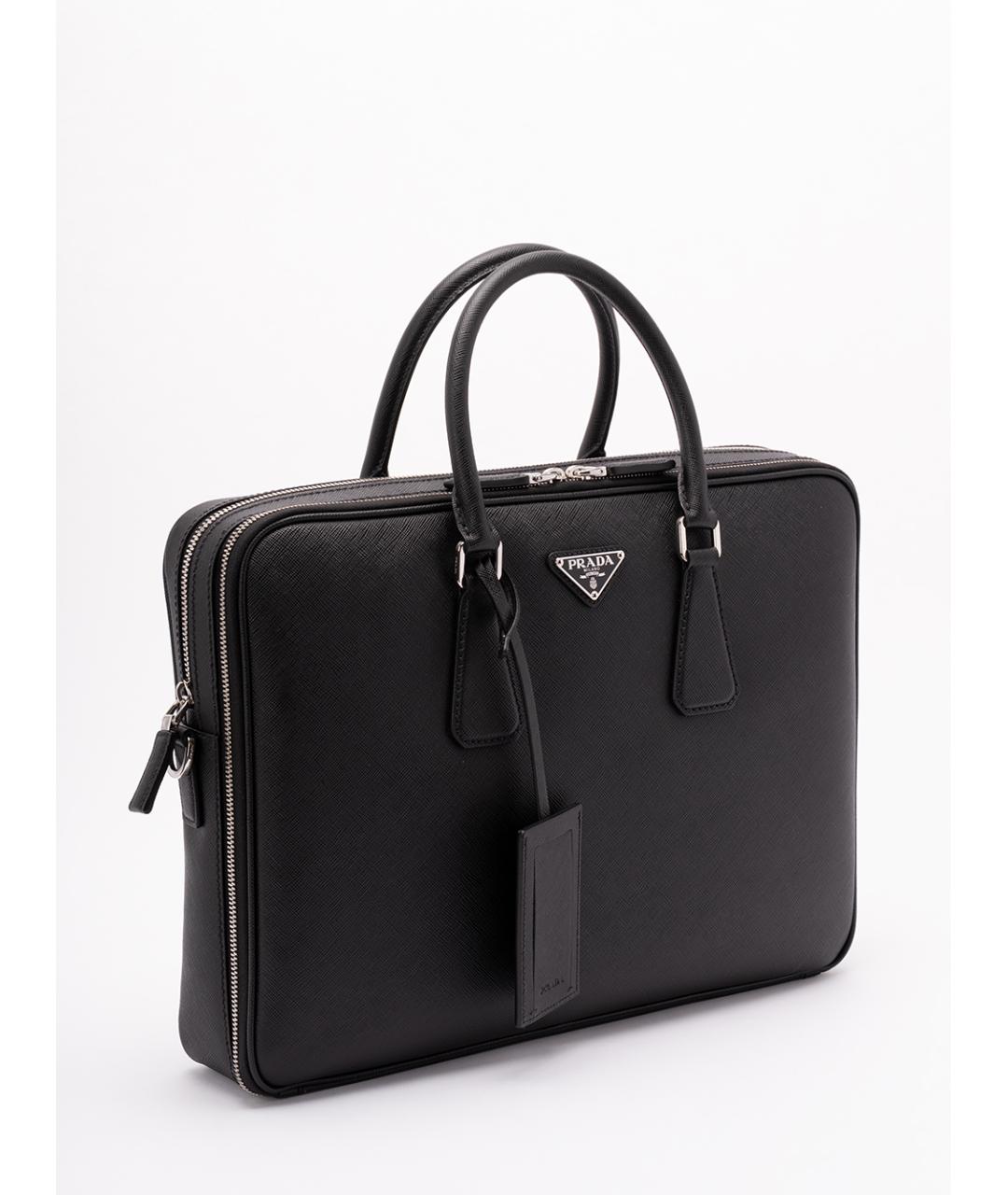 PRADA Черный кожаный портфель, фото 3
