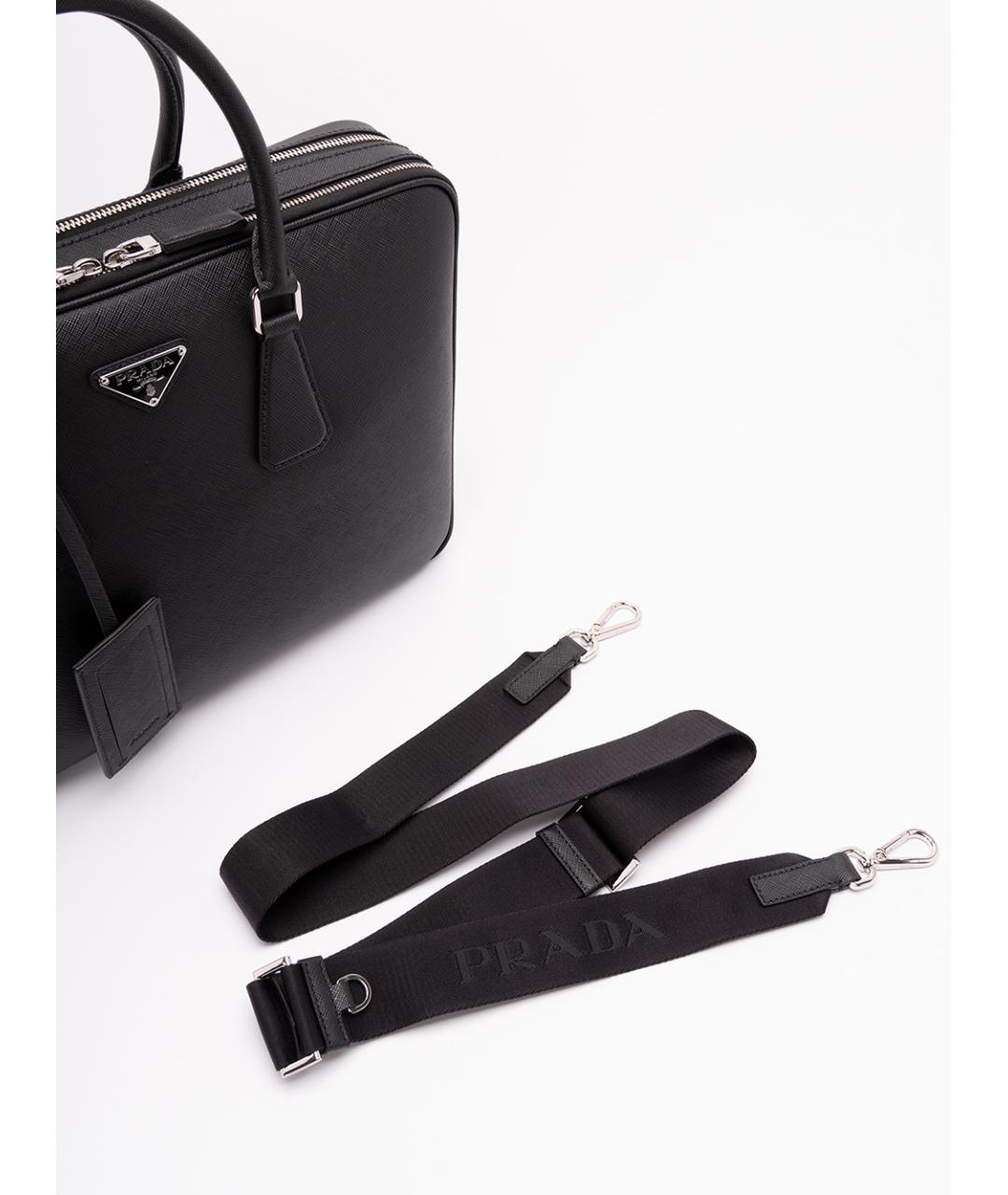 PRADA Черный кожаный портфель, фото 5