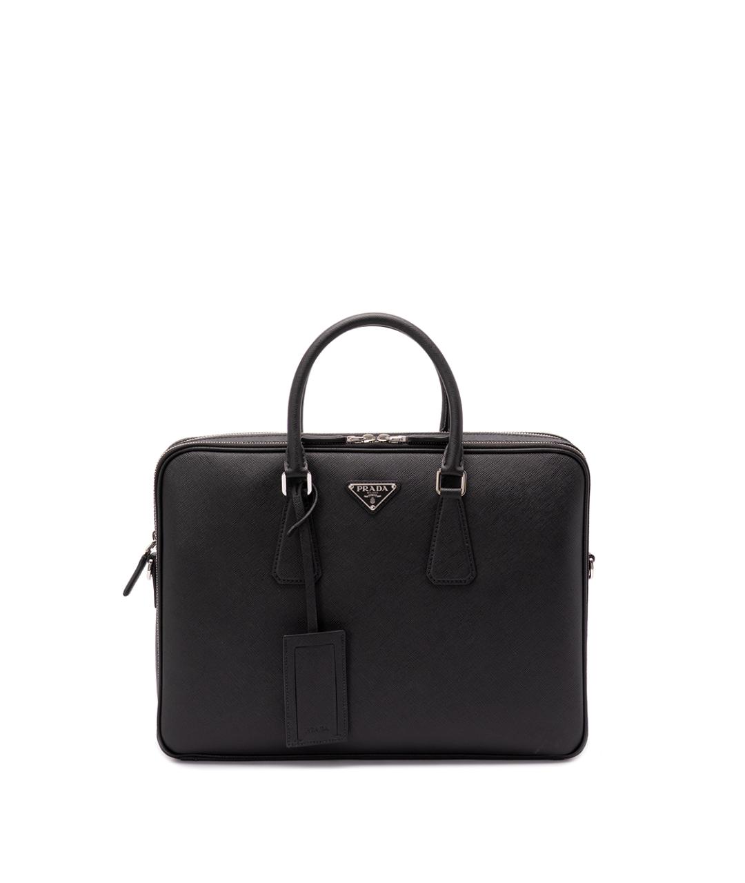 PRADA Черный кожаный портфель, фото 1