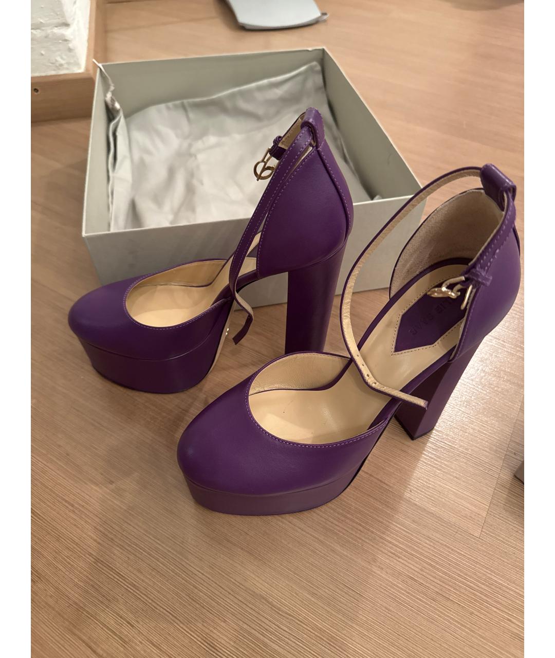 ELIE SAAB Фиолетовые кожаные туфли, фото 6