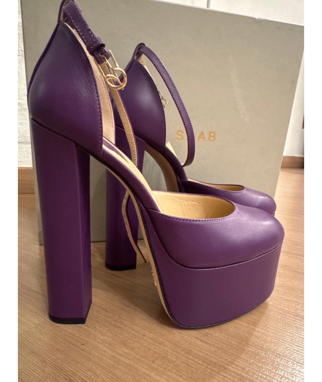 ELIE SAAB Фиолетовые кожаные туфли, фото 7