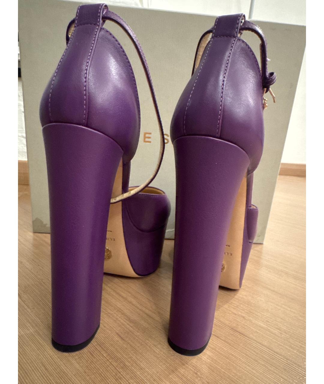 ELIE SAAB Фиолетовые кожаные туфли, фото 4