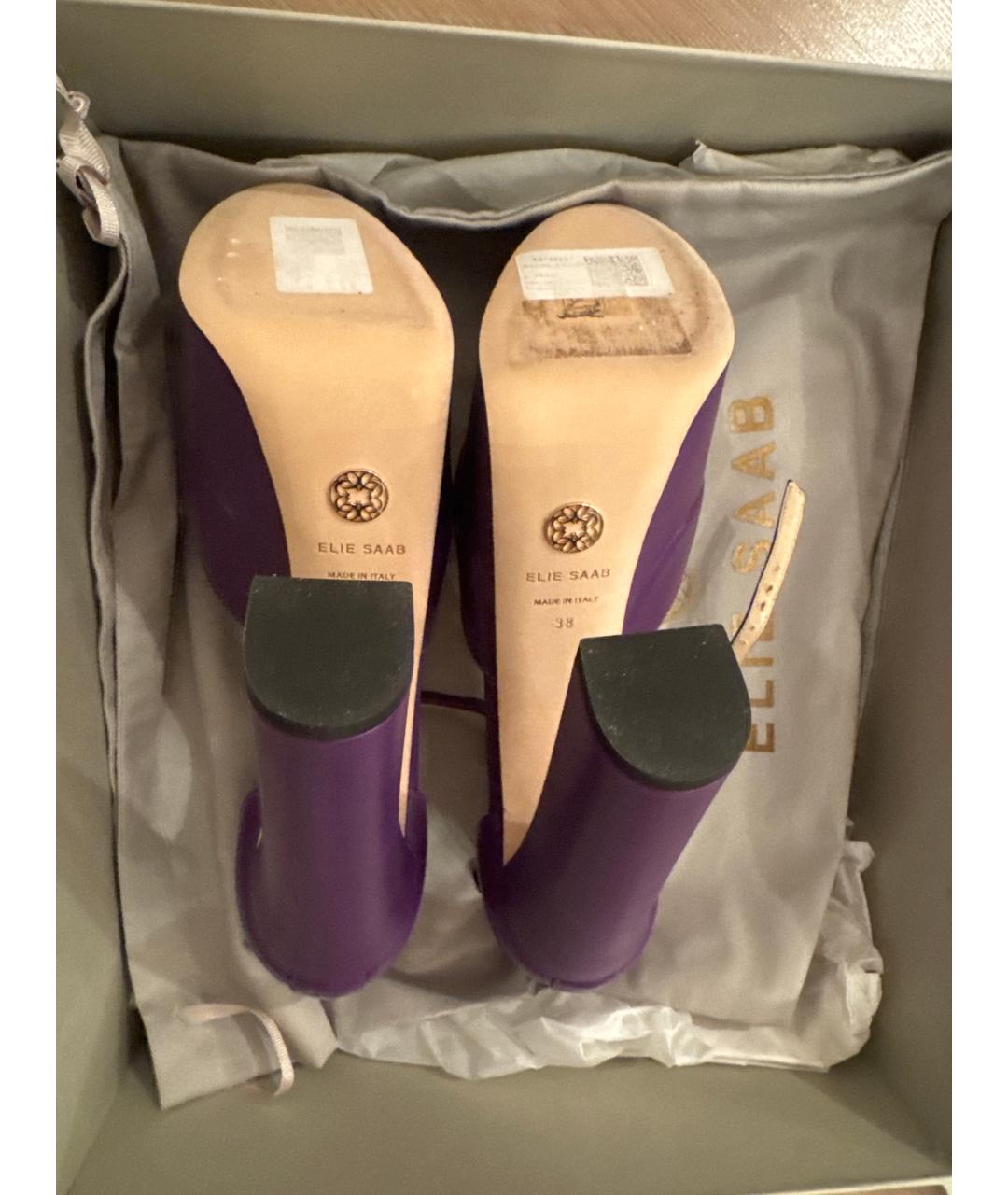 ELIE SAAB Фиолетовые кожаные туфли, фото 5