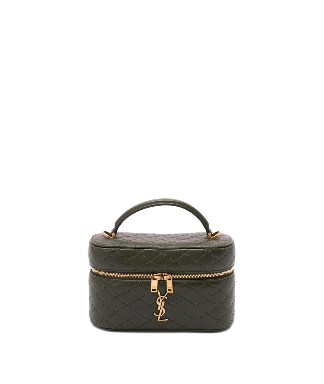 SAINT LAURENT Зеленая кожаная сумка с короткими ручками, фото 1
