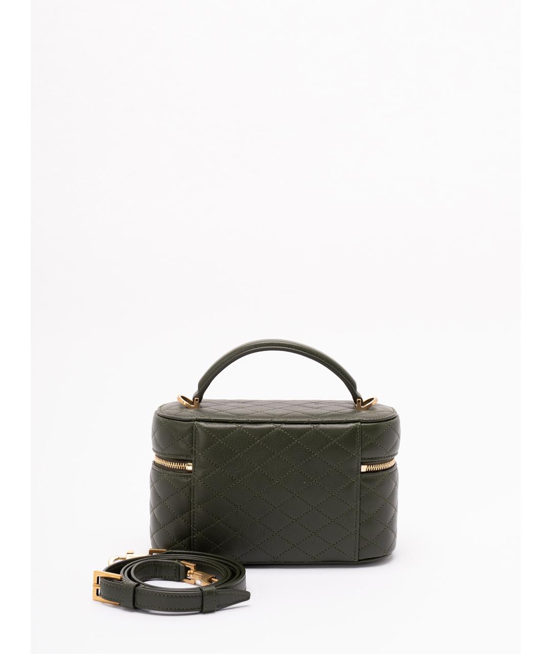 SAINT LAURENT Зеленая кожаная сумка с короткими ручками, фото 2