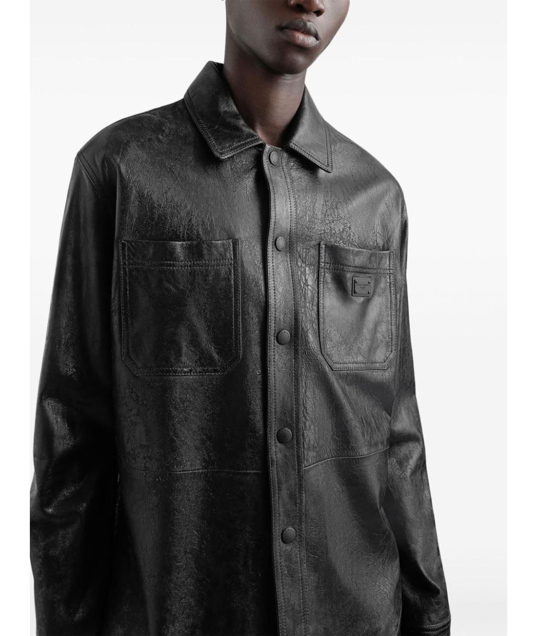 DOLCE&GABBANA Черная кожаная куртка, фото 4