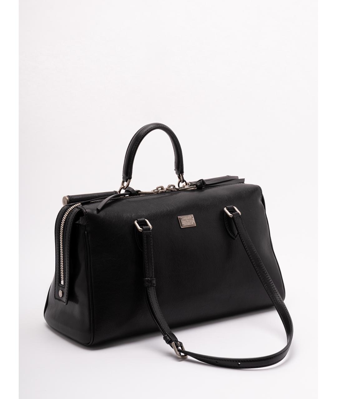 DOLCE&GABBANA Черная кожаная сумка тоут, фото 3