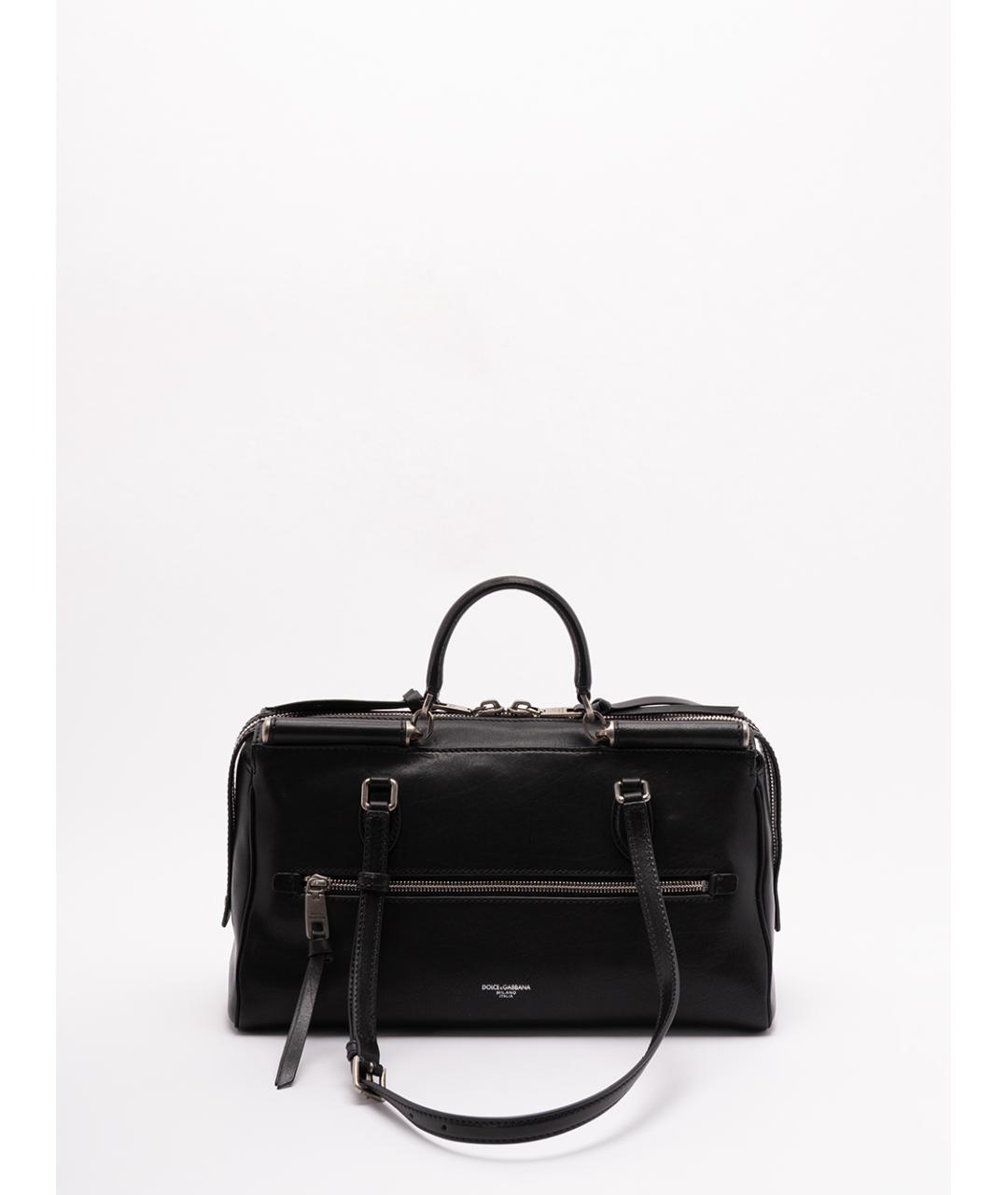 DOLCE&GABBANA Черная кожаная сумка тоут, фото 2