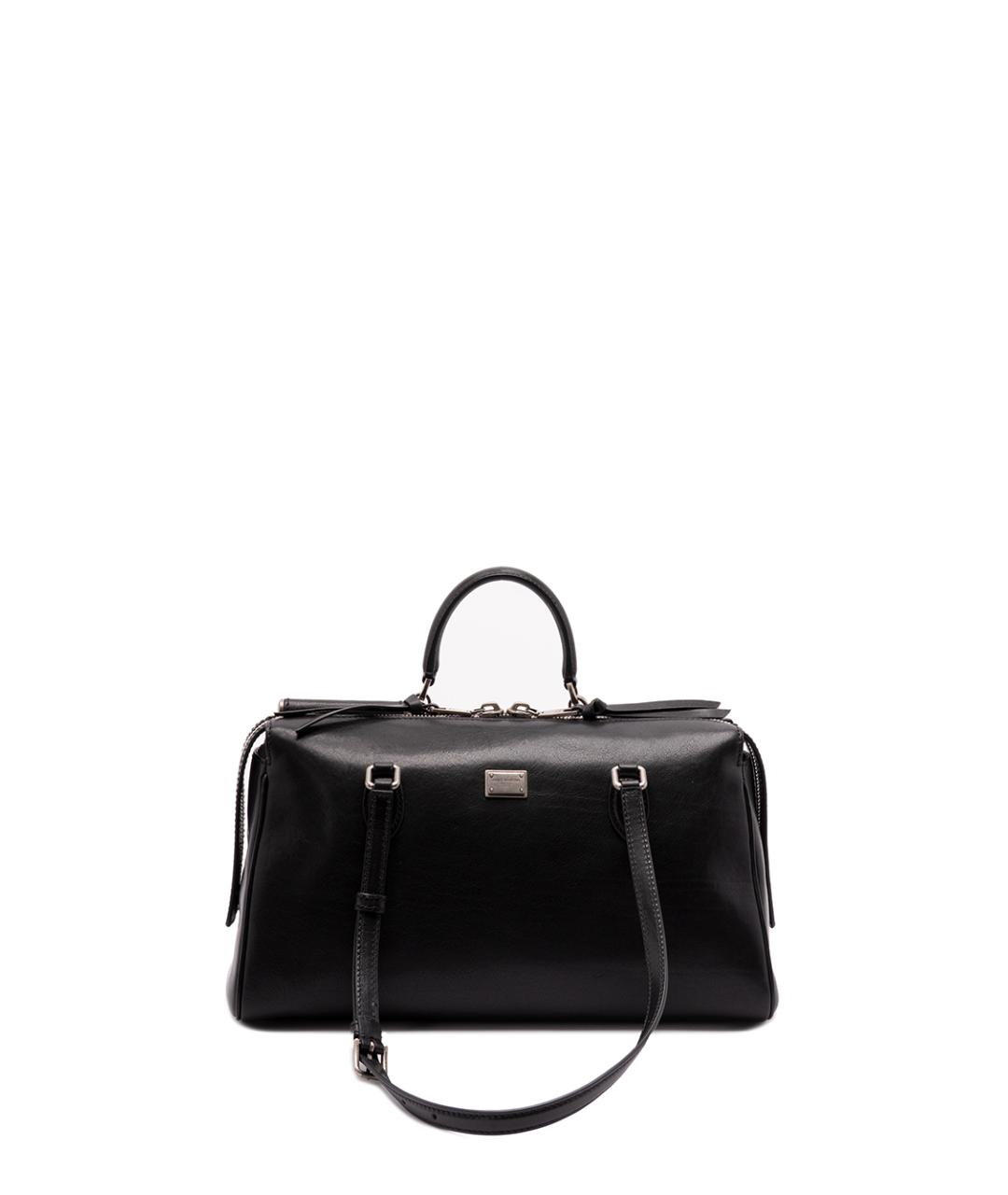 DOLCE&GABBANA Черная кожаная сумка тоут, фото 1