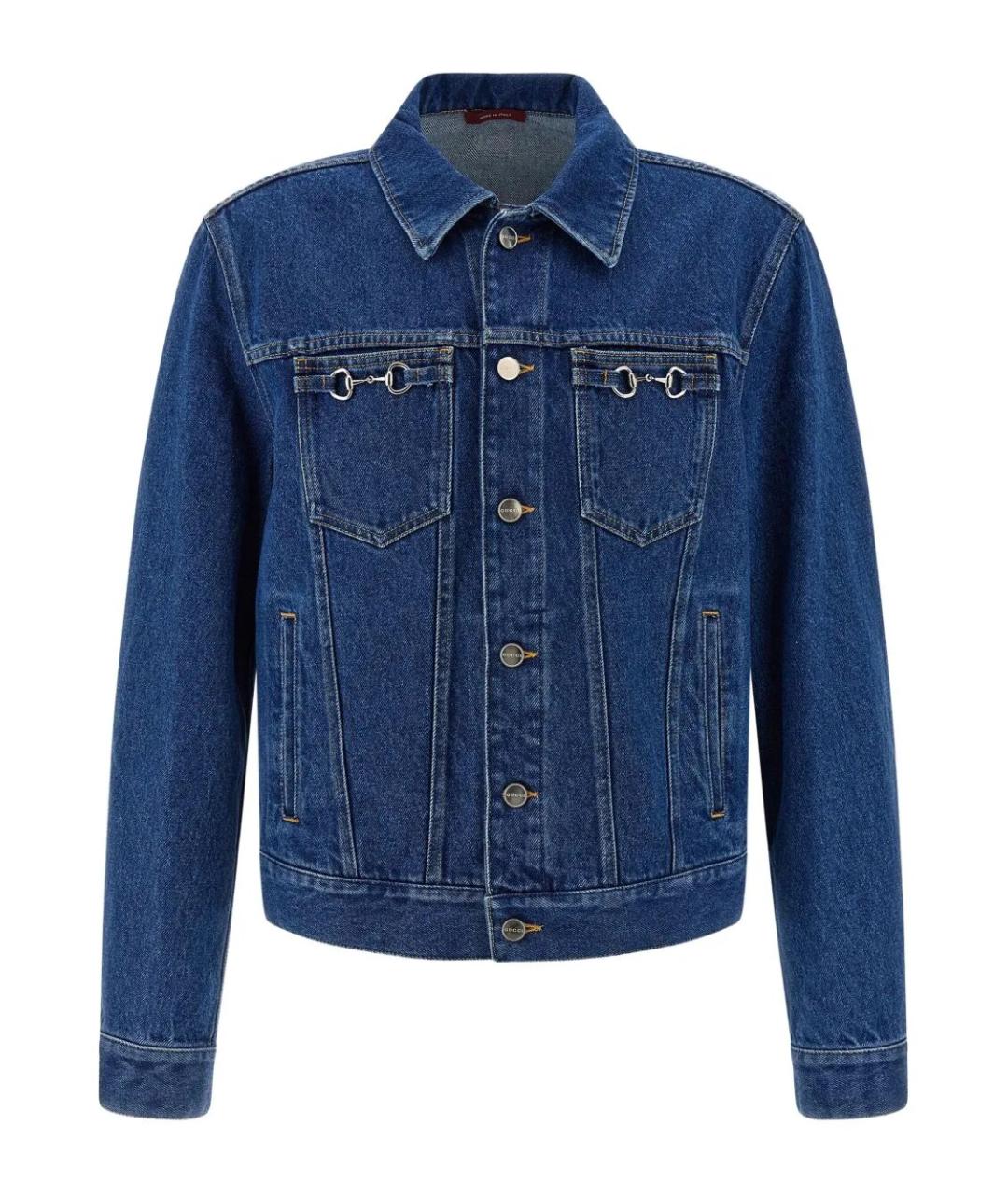 GUCCI Синие хлопковые прямые джинсы, фото 1