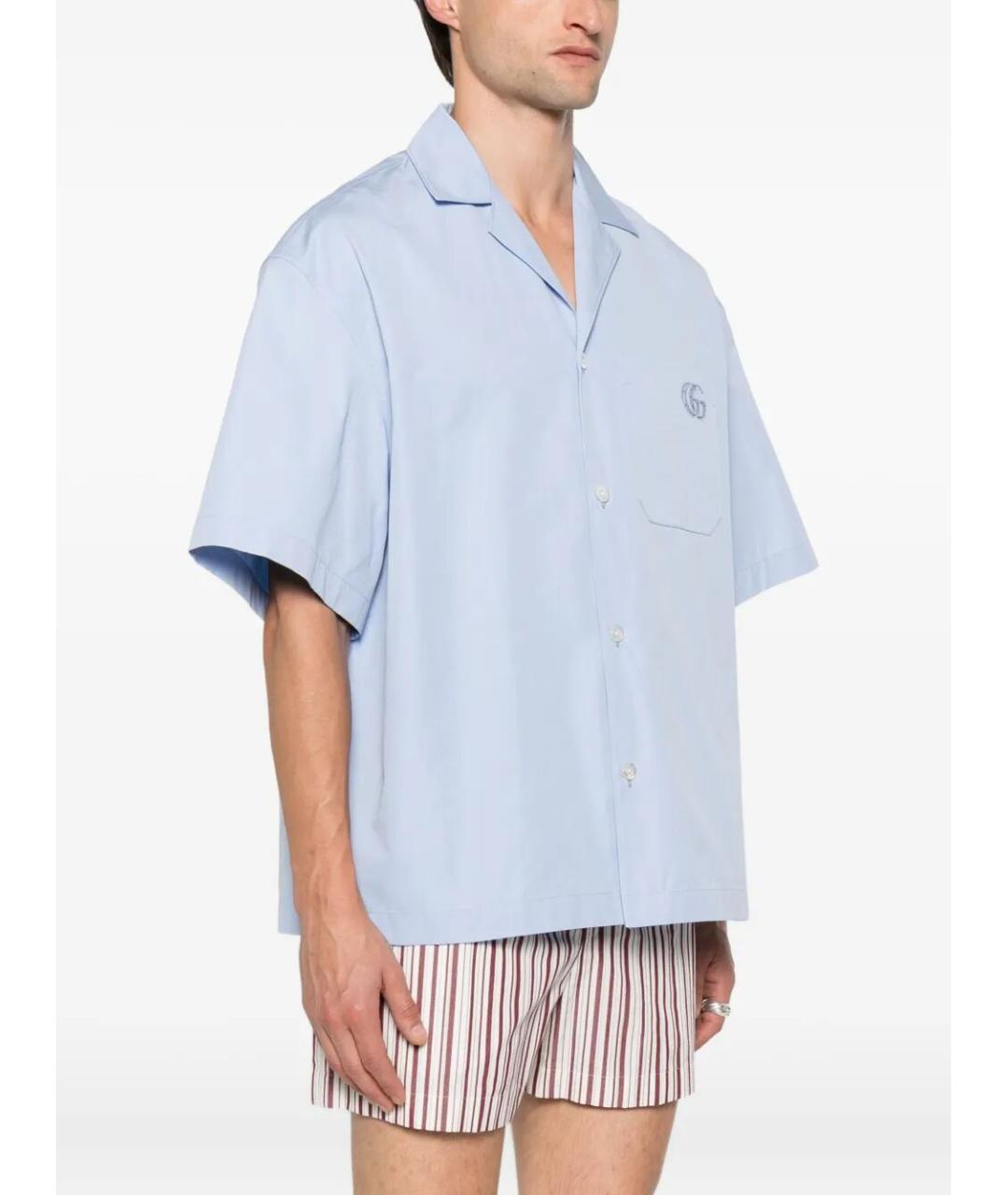 GUCCI Голубая хлопковая кэжуал рубашка, фото 5